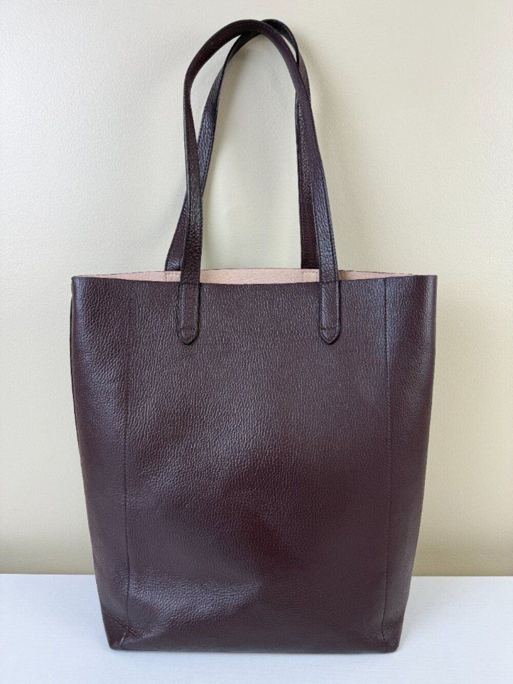 Cuyana Burgundy Pebbled Leather Tote Bag - Picture 1 of 16